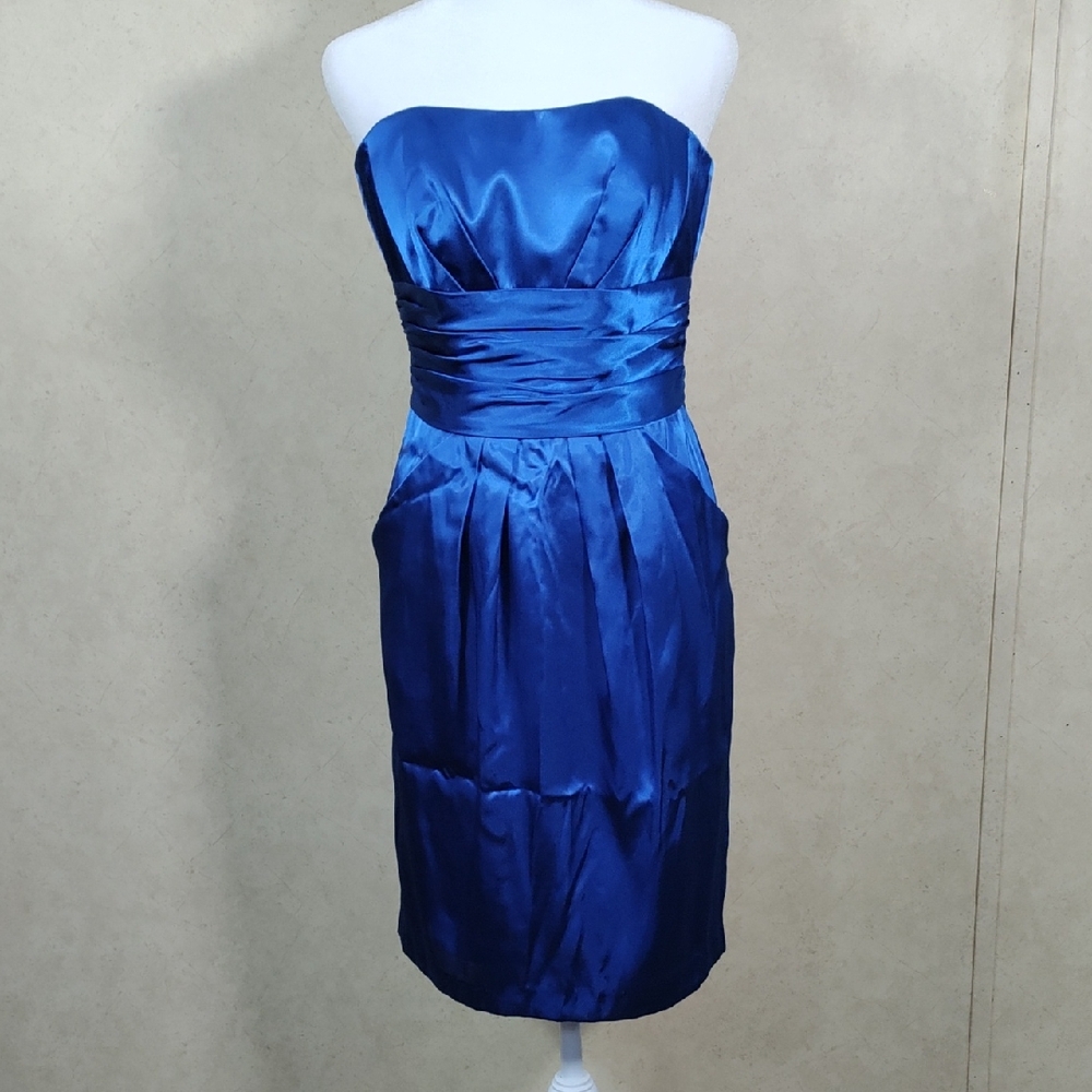 *D116 David's Bridal royal blue satin mini dress 2 NWT CLEARANCE